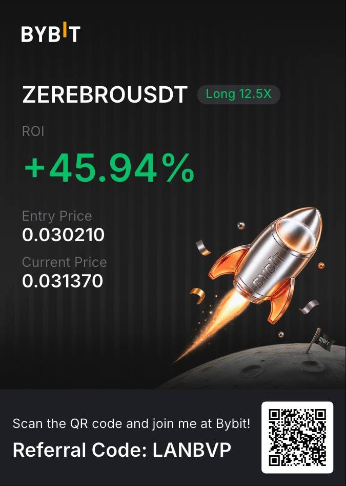Tangkapan layar posisi Bybit ZEREBROUSDT Long leverage 12,5x, ROI +45,94%