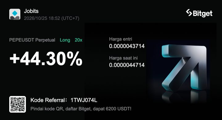 Tangkapan layar posisi Bitget PEPEUSDT Long leverage 20x, ROI +44,30%